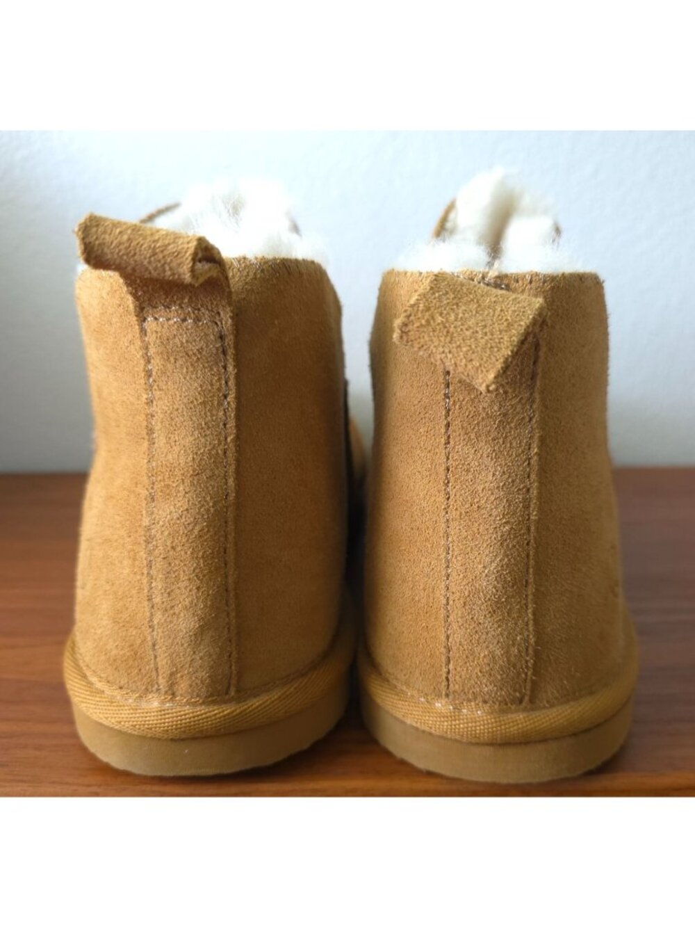 Lands’ End Suede Leather Tan Ankle Bootie Shearling Slip-On Slippers Men's 11D - Picture 6 of 8